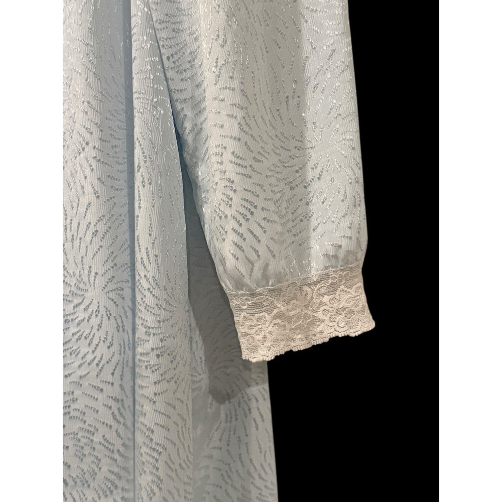 Vintage‎ Christian DIOR Womens Nightgown M Pale Blue Lace Shiny Loungewear - Picture 4 of 7